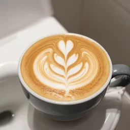 toilet latte art in a bathroom, award winning food photography