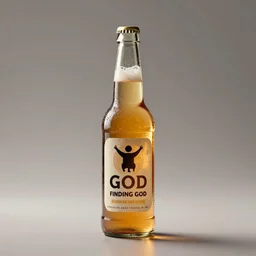 finding god inside a beer bottle, high particle effects, 4 k, studio lighting, digital artwork