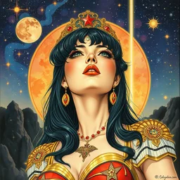 the sailor galaxia. beautiful, realistic painting by mucha and kuvshinov and bilibin and malevich. synthwave watercolor, thick lining, manga, soviet realism