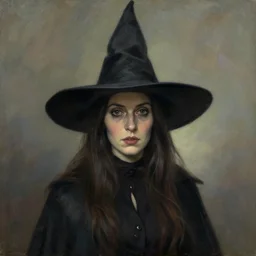 a realistic witch portrait, by edward hopper, new artstation artist,