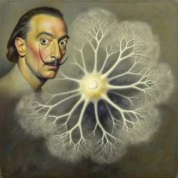 transition of dust evolving into complex neural networks. stunning, award - winning masterpiece by salvador dali, oil on canvas