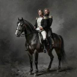 painting of john oliver riding a horse with adam driver, john oliver, adam driver, riding horse, stoic, full body, military uniform, fantasy, intricate, elegant, beautiful, highly detailed, charcoal, centered, dark, smokey, digital painting, artstation, concept art, smooth, sharp focus, illustration, art by artgerm, art by greg rutkowski, art by alphonse mucha
