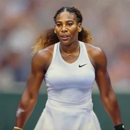 beautiful painting of Serena Williams as the Nike Goddess of Victory