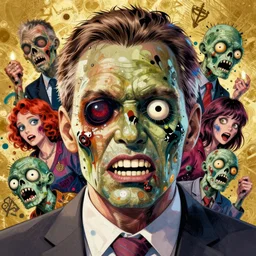beautiful anime of viktor orban as a zombie by sherree valentine daines, peter mohrbacher, alice neel, donato giancola, mike winkelmann, laurie greasley. trending on artstation, 8 k, masterpiece, graffiti, fine detail, full of color, intricate detail, golden ratio illustration, face detail