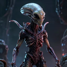 space alien, slimy, glossy, sharp teeth, by h. r. giger, beksinski, nightmare fuel, nightmarish, intricate, highly detailed, optical illusion, stranger things demogorgon, volumetric lighting, flickering