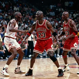 still from thriller music video, zombie dancers, michael jordan