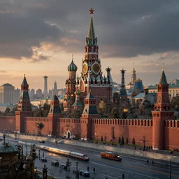a large dieselpunk and steampunk cityscape at dusk in russia during the 1 9 1 0 revolution, kremlin