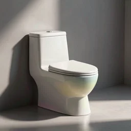 a modern toilet with rainbow colors