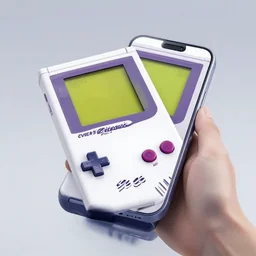 a smart phone with gameboy aesthetics, product placement, professional photo
