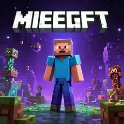 minecraft cosmic fantasy wallpaper synthwave propaganda release, title, 4 k