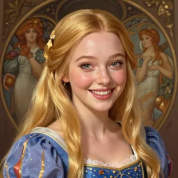 beautiful young happy amanda seyfried as the rapunzel princess, closeup, d & d, fantasy, intricate, elegant, highly detailed, digital painting, artstation, concept art, matte, sharp focus, illustration, art by artgerm and greg rutkowski and alphonse mucha