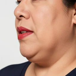 close up portrait of a middle - aged, chubby mexican woman in profile, red lips, white background, dynamic, ultra detailed, 4 k, illustration, by kehinde wiley, kadir nelson, john william waterhouse