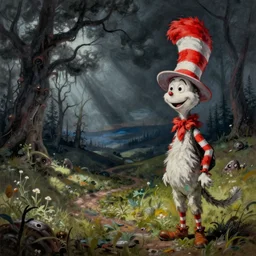 emo painting of a landscape by dr seuss | horror themed | creepy