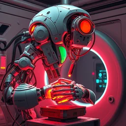 futuristic robotic neoclassical cybernetic symbiosis thick bifurcated robotic cnc surgical hybrid mri 3 d printer machine making a biolab, sci - fi, highly detailed, vibrant colors, artstation, concept art, unreal render, sharp focus, illustration, art by greg rutkowski and artgerm and alphonse mucha,