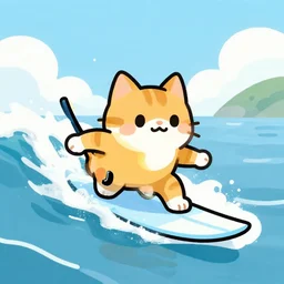 surfing cat illustration