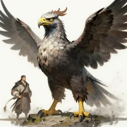detailed concept art of a huge griffin with a bird head by cheng yi and luolin, artstation, artstationhd