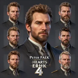 hearts of iron 4 leader portrait of peter falk, trending on artstation, highly detailed, character portrait, ylva ljungqvist, custom portraits, paradox interactive
