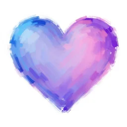 a heart made of blue pink and purple in a digital art style, trending on art station, brush strokes, medium tones