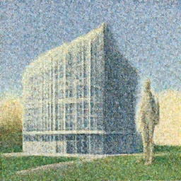 artwork of a building and humanoid in a nice scenery by Benoit b. Mandelbrot,