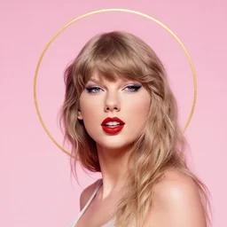 Woman masterpiece, Taylor Swift, pink, golden halo behind her head, wires everywhere, by Edgar Maxence and Ross Tran, Zdzisław Beksiński, and Michael Whelan, distant, gustav dore, H.R. Giger, 8k, octane render