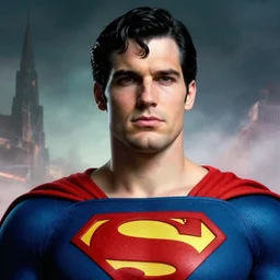 masterpiece closeup portrait of Superman in a surreal dream landscape, cinematic lighting, in the style of Zdzislaw Beksinski