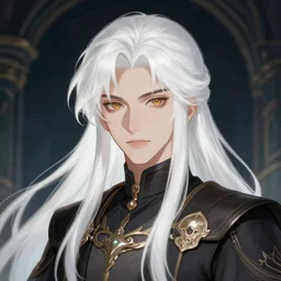 A portrait of a protagonist with white long hair from a fantasy light novel, digital art