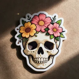 cute flowers in a skull sticker