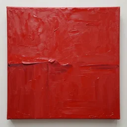textured impasto oil on canvas painting, solid red, modern art