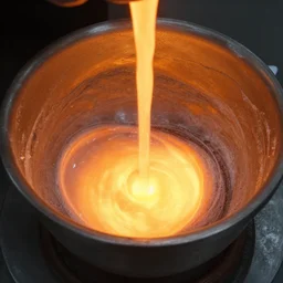 molten metal in a mixing bowl