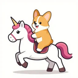 vector illustration of a corgi riding a unicorn, detailled vector illustration, digital art, artstation