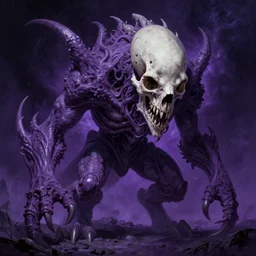 skull beast, a detailed painting, polycount contest winnner, space art, cosmic horror, detailed painting, deep purple