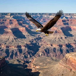 great canyon with flying eagle
