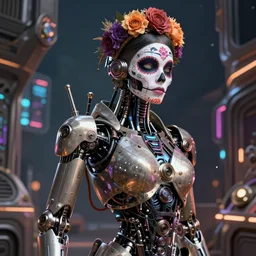 wanderer, beautiful female android!, intricate detailed environment, photorealistic!, octane render, mechanical, concept art, cinematic lighting, digital art, interstellar, hyper realism, sharp, cyberpunk 2 0 7 7, 8 k, de dia los muertos. by angus mckie, moebius, maciej kuciara