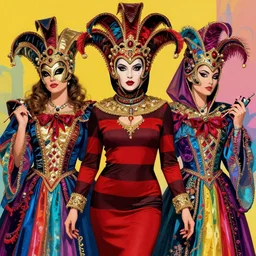 beautiful female character inspired by venice carnival and pop art freddy krueger | | digital artwork made by greg rutswork, anna dittmann and lois van barlee, symmetrical, anatomically correct