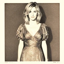 portrait of meg ryan wearing a great dress, risograph, vintage, detailed