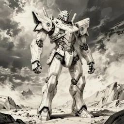 detailed intricate schematic lineart of large trapezoid robot armor suit