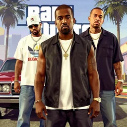 kanye west in gta v, stephen bliss, gta v, cover art, no text