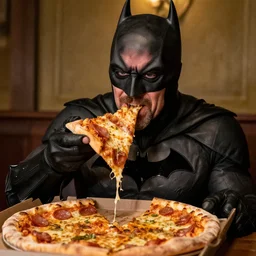 batmen eating pizza with Walter white