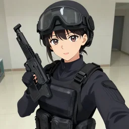 anime girl swat team selfie