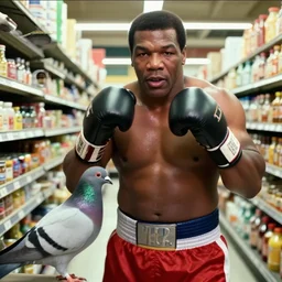 CCTV footage of Mike Tyson boxing a Pigeon in a grocery store