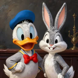 Daffy duck and bugs bunny portrait by Greg Ratkowski-n6