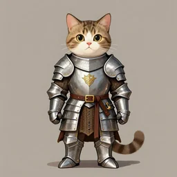 house cat wearing medieval suit of armor, illustration, concept art, art by wlop