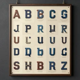 each letter of the klingon alphabet on poster board, detailed, octane render