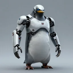 concept art, Anthropomorphic athletic humanoid robot penguin, creepy,sci fi