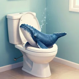 a whale in a toilet