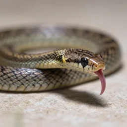 a snake with the head of a kitten, hissing, 3 0 0 mm, f / 4