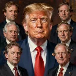 donald trump in prison. portrait by clyde caldwell and jean giraud and anton otto fischer and john philip falter and will eisner and gil elvgren