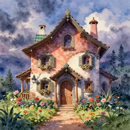 watercolor of the house from Encanto