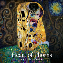 Heart of Thorns by Karol Bak, Jean Deville, Gustav Klimt, and Vincent Van Gogh, Surreality, otherworldly, enigma, Helliquary, fractal structures, celestial, arcane, ornate gilded medieval icon, third eye, spirals, rich deep moody colors