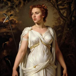 scarlet johansson as athena, pre - raphaelite style,
